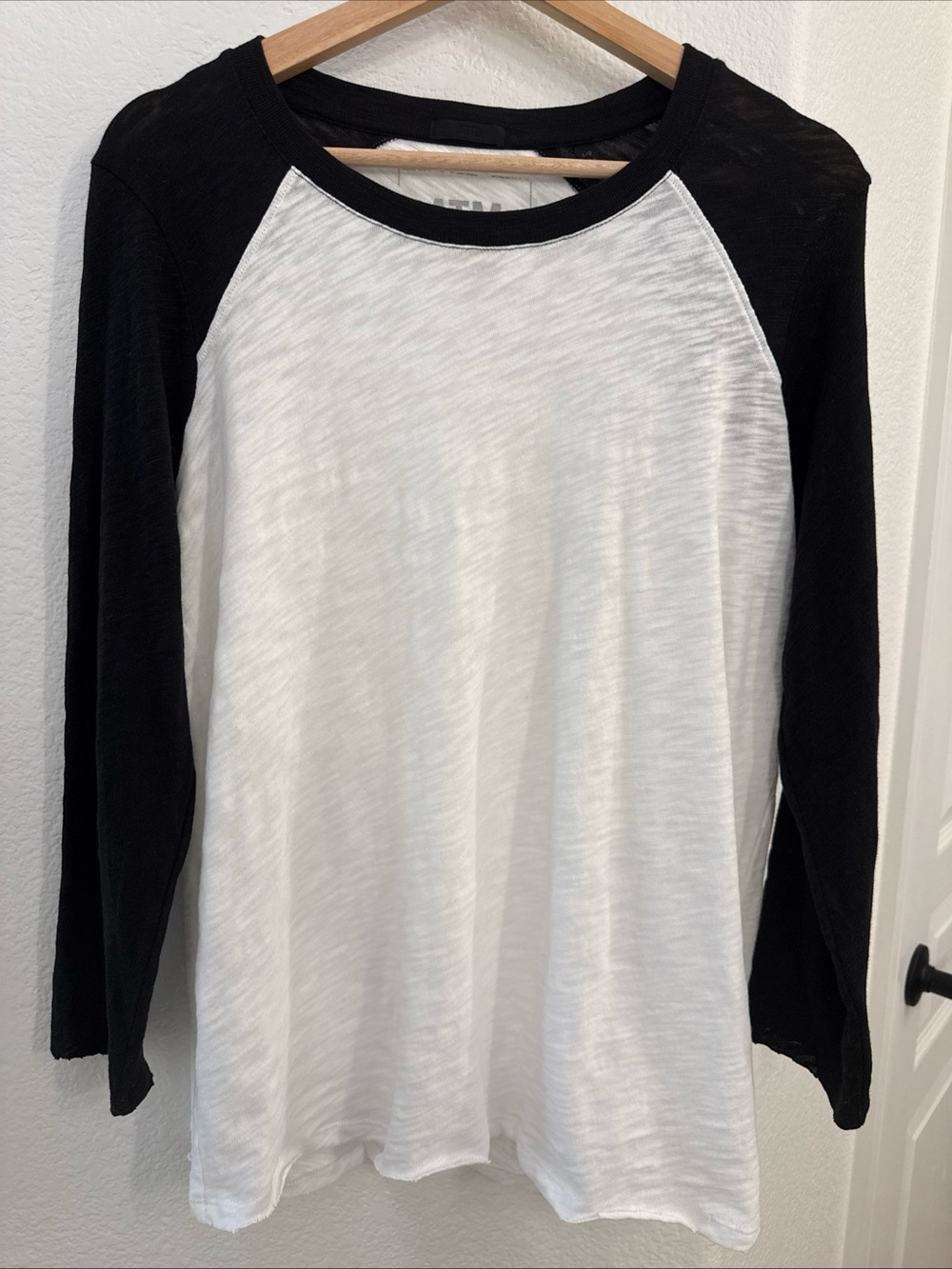 ATM Anthony Thomas Melillo Shirt Large Womens White Slub Jersey Long Sleeve NWOT